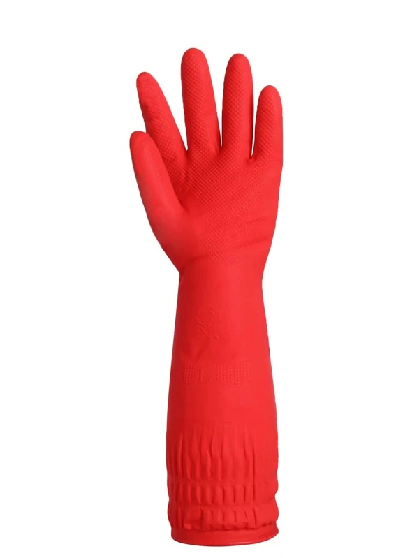 1pair Solid Color Dishwashing Gloves,Kitchen,Bathroom,Home,Household Supplies Red