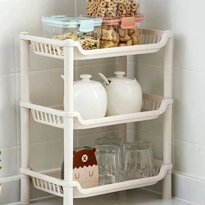 1pc Multi-layer Kitchen Storage Rack White