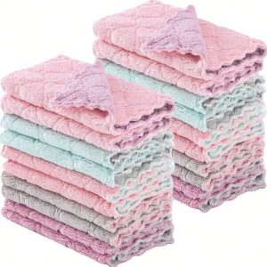 10/20pcs Kitchen Towels And Dishcloths Rag Set 9.4in*5.5in Small Dish Towels For Washing Dishes Dish Rags For Everyday Cooking Baking-Random Color Multicolor