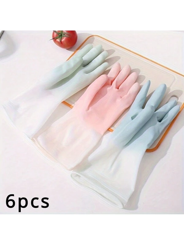 3 Pair, Premium Waterproof Household Cleaning Gloves - Non-Slip, Durable, Multi-Purpose - Ideal For Kitchen, Dishwashing, Laundry, And Housework,Kitchen,Bathroom,Home,Household Suppliers Multicolor