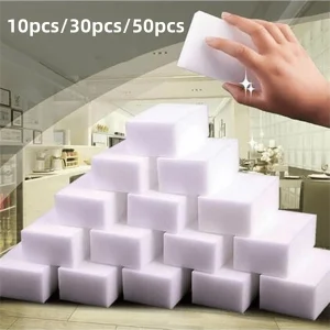 10/30/50pcs, Magic Sponge Eraser, Foam Cleaning Pad, Multifunctional Household Cleaning Sponge, Kitchen Dishwashing Sponge, Suitable For Furniture, Bathroom, Bathtub, Sink, Floor, Floor, Wall, Cleaning Supplies, Household Gadgets, Ready For School,Kitchen,Bathroom,Home,Household Suppliers White