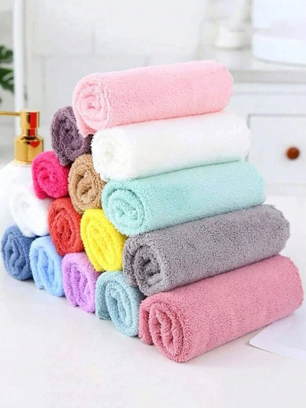 10pcs Household Wave Pattern Dishwashing Cloth, Thickened Coral Fleece Non-Stick Oil Slouchy Cleaning Cloth Kitchen Dishcloth, Single Random Design Multicolor